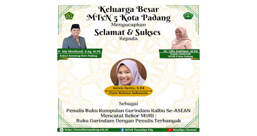 Kumpulan Gurindam Kalbu : Satu Orang Guru MTsN 5 Kota Padang Masuk dalam Ribuan Penulis Se-Asean