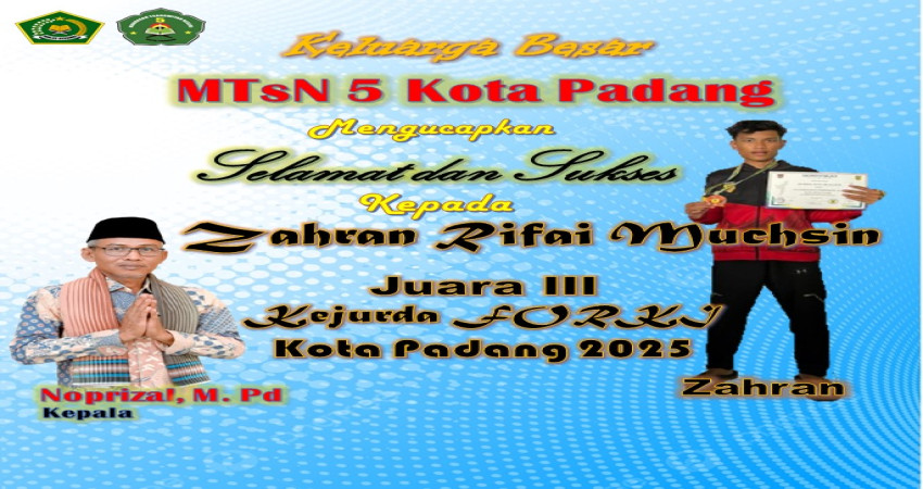 Tampil Percaya Diri, Karateka MTsN 5 Kota Padang Raih Juara di Kejurda FORKI Kota Padang 2025