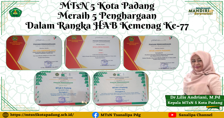 MTsN 5 Kota Padang Raih 5 Penghargaan