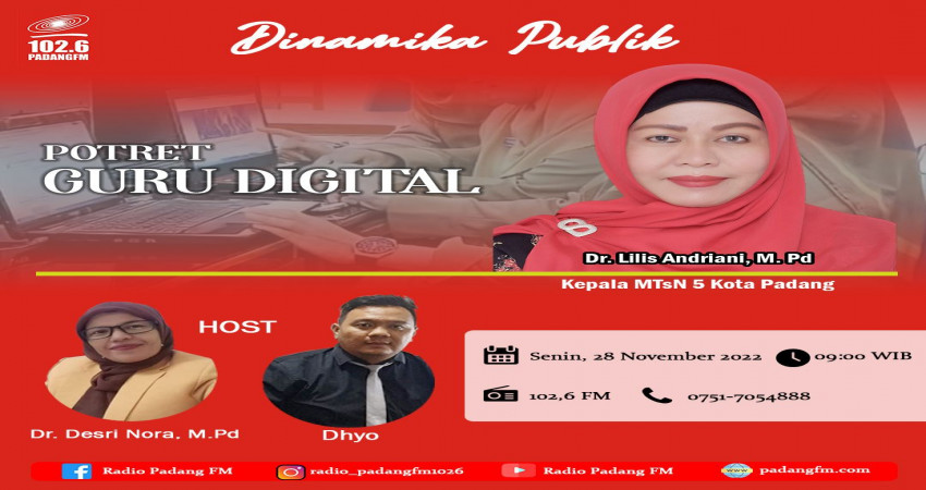 Kepala MTsN 5 Kota Padang Temram di Padang FM Dalam Potret Guru Digital